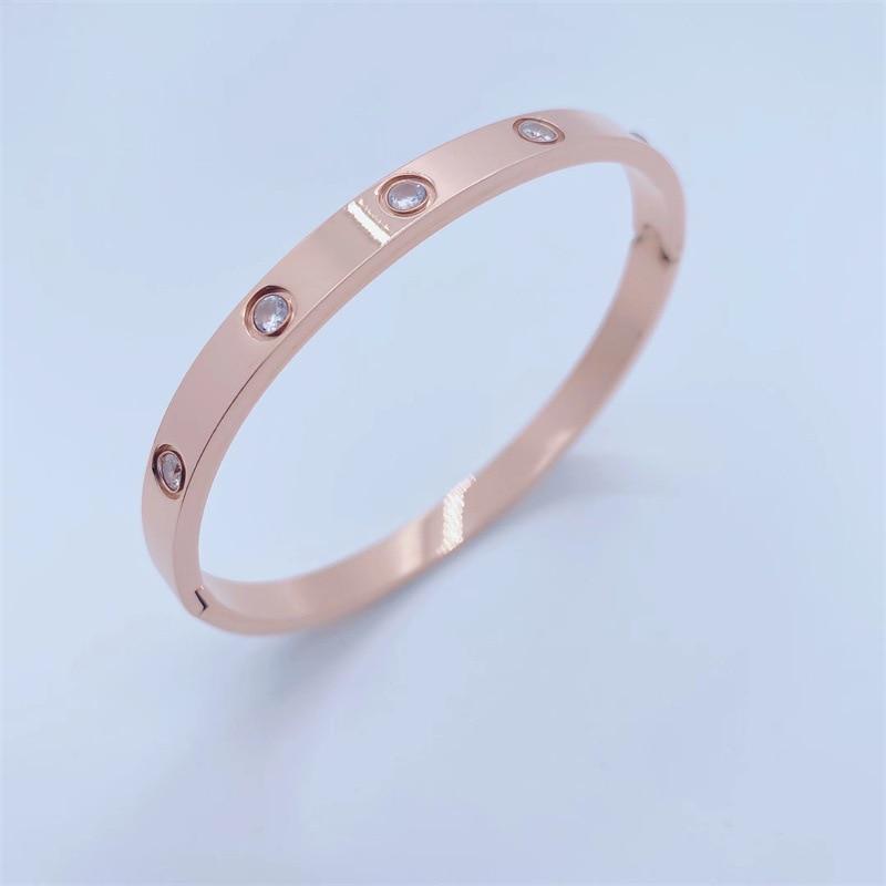 1PCS Rose Gold-color Bracelet Women Ladies Light Luxury Style Oval Diamonds Glossy Individual Bag Decoration