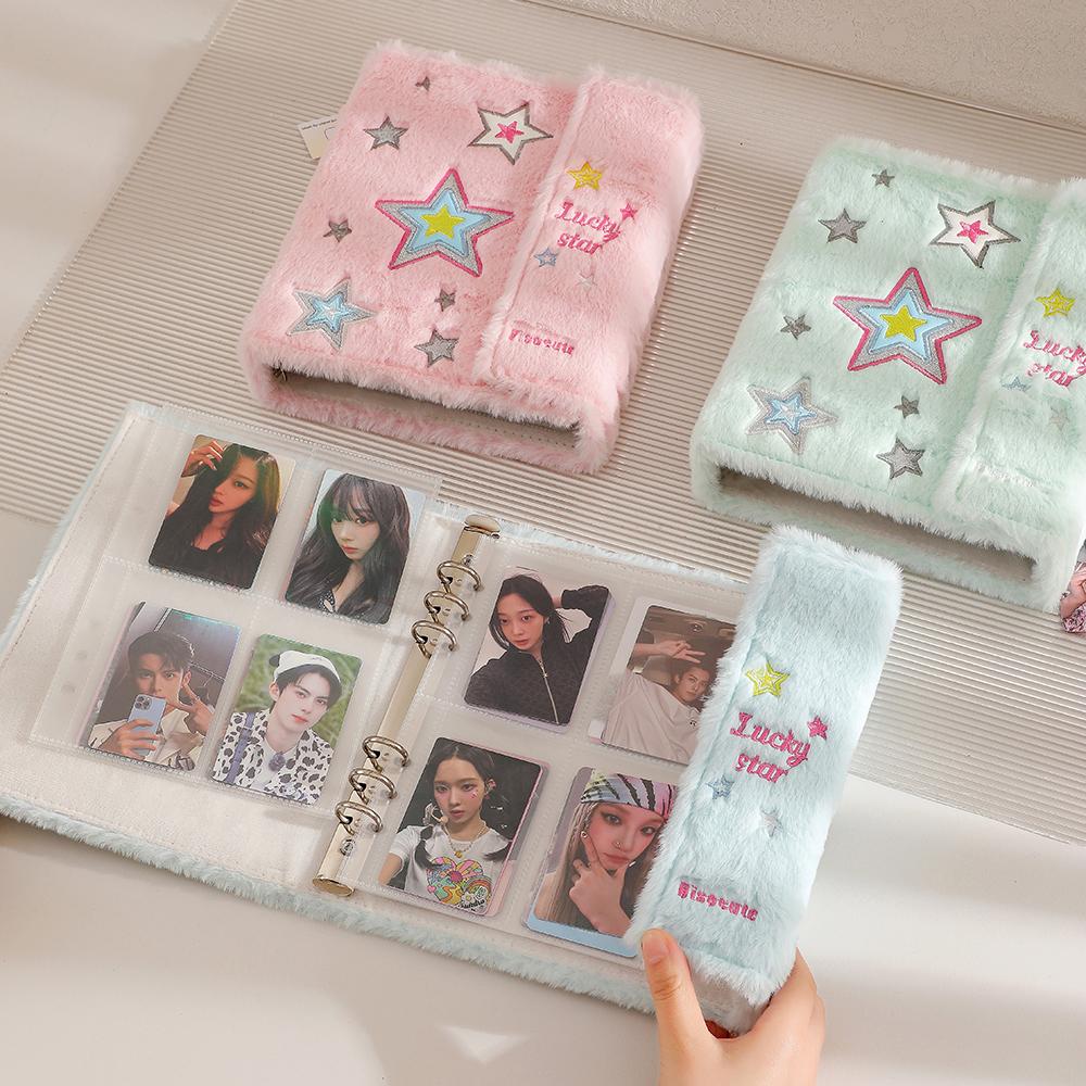 Ins Style Lucky Star Soft Plush A5 Binder K-Pop Idol Po Card Album 3inch Pocards Collect Book With 10pcs Sleeves