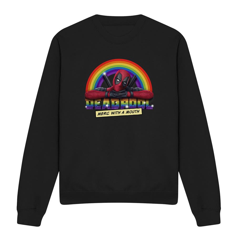 Deadpool Unisex Adult Merc With A Mouth Rainbow Sweatshirt