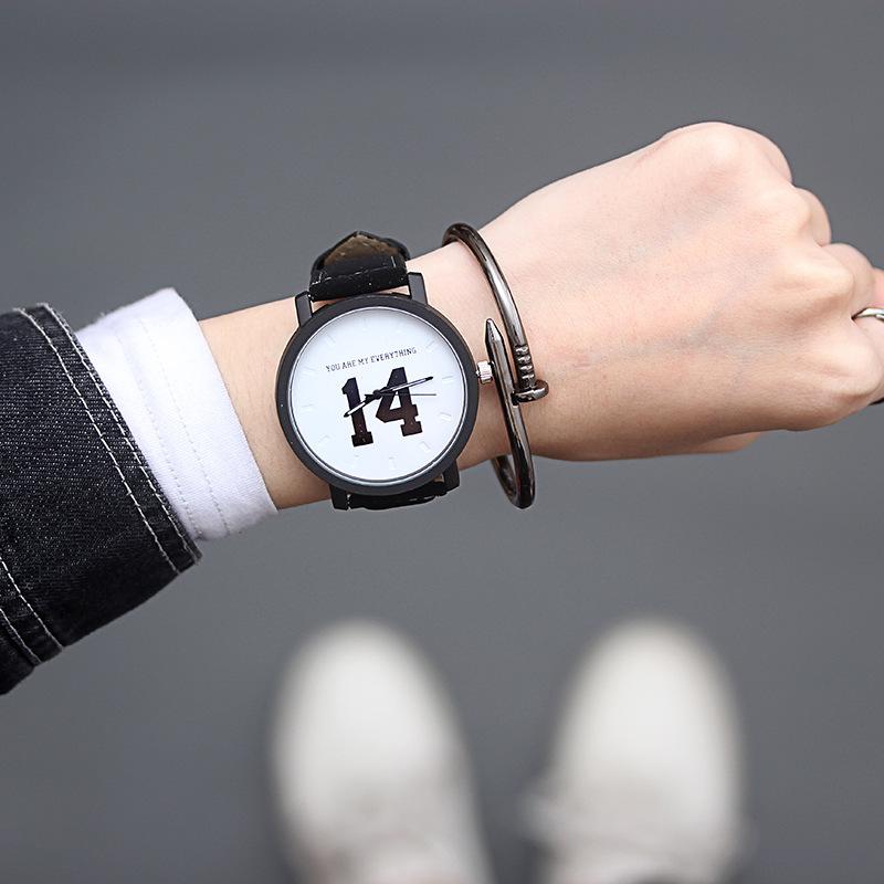 Korean Style 1314 Harajuku Minimalist Couple Watches – Day/Night Design for Students