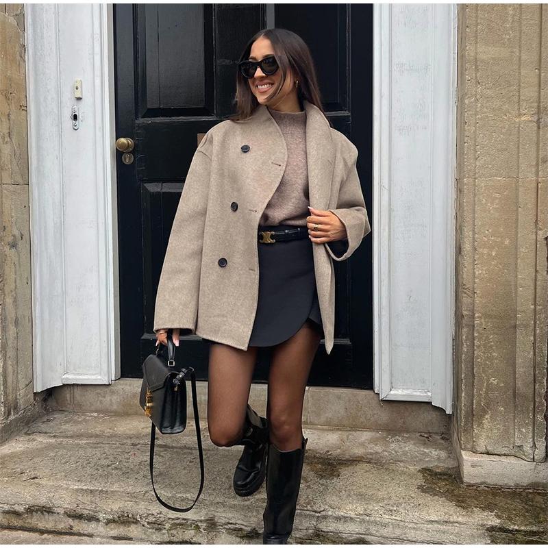 Elegant Faux Fur Jackets Women Loose O-neck Long Sleeves Double Breasted Female Coats 2024 Autumn Winter New Lady Streetwears