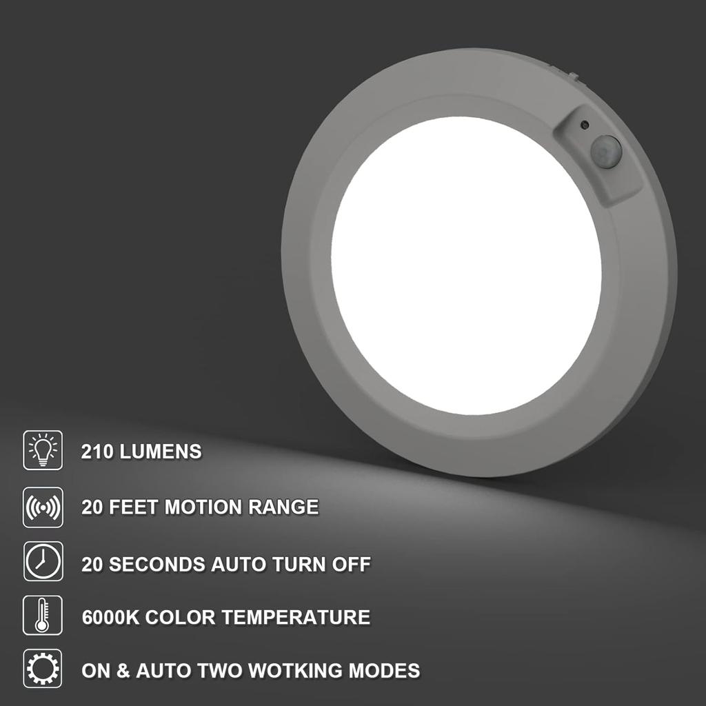 Bewegungssensor Batteriebetrieben Indoor LED Schrankleuchten - 210LM 6000K Kaltweiß für Waschküche, Treppenhaus, Flur, Schuppen, Küchenschrank