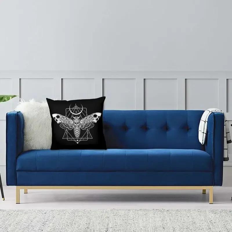 Fashion Surreal Death Moth Square Throw Pillow Cover Decoration 3D Two Side Printing Gothic Skull Cushion Cover for Sofa