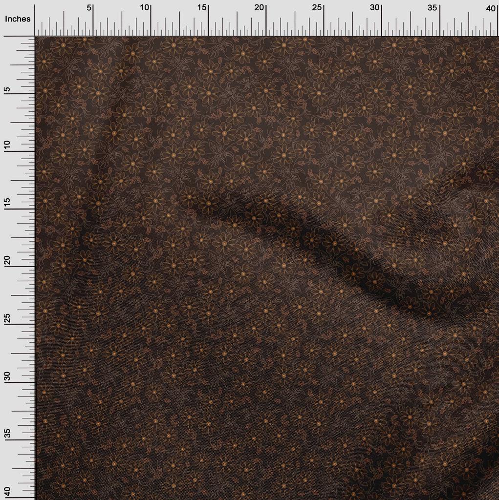 oneOone Cotton Flex Brown Fabric Floral Craft Projects Decor Fabric Printed By The Yard 40 Inch