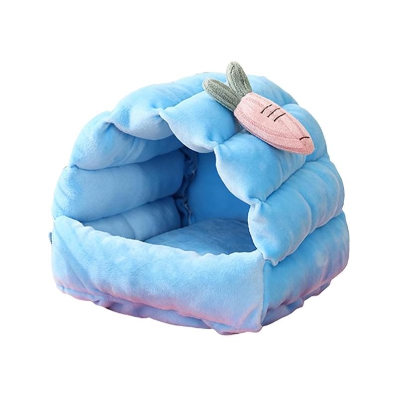 

Lovely Small Animal Houses for Hamsters Rabbits And Birds Decorative Homes Pet Nest Breathable Bed S синій