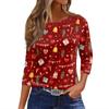 Women's T Shirt Christmas Print 3/4 Sleeve Daily Weekend Fashion Basic Round Neck Regular Top