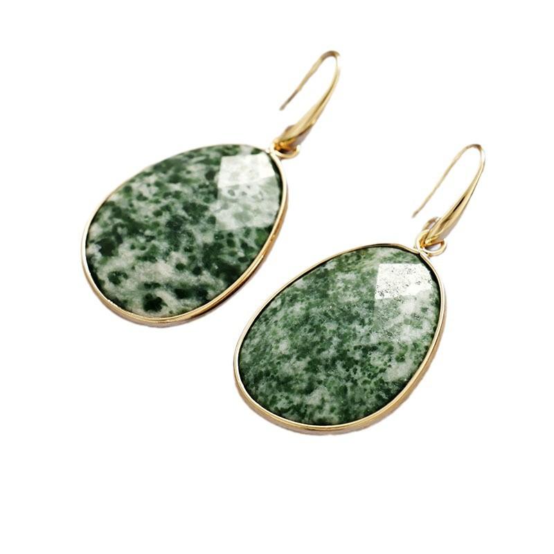 Natural stone geometric earrings, ear hooks, designer exaggerated fashion stone jewelry earrings.