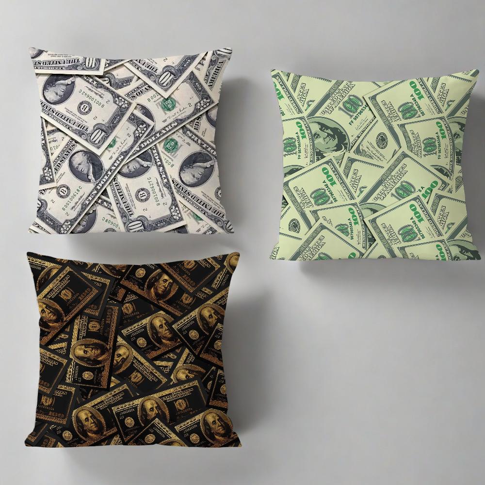 Cuscino Stampa Denaro Copricuscino Dollaro Contanti Federa Cuscino Arte Casa Divano Soggiorno Ufficio Caffetteria Cuscino Auto
