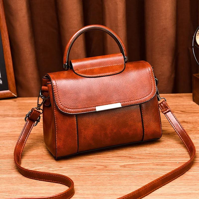 New Retro Fashi Pattern Leather Crossbody Bags for Women Designer Small Handbags Chain Shoulder Messenger Bag Mini Purses