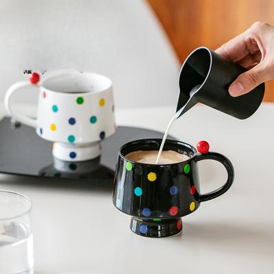 Colorful Polka Dot Cup Creative Goblet Household Ceramic Mug Coffee Cup High End Exquisite Couple Water Cup
