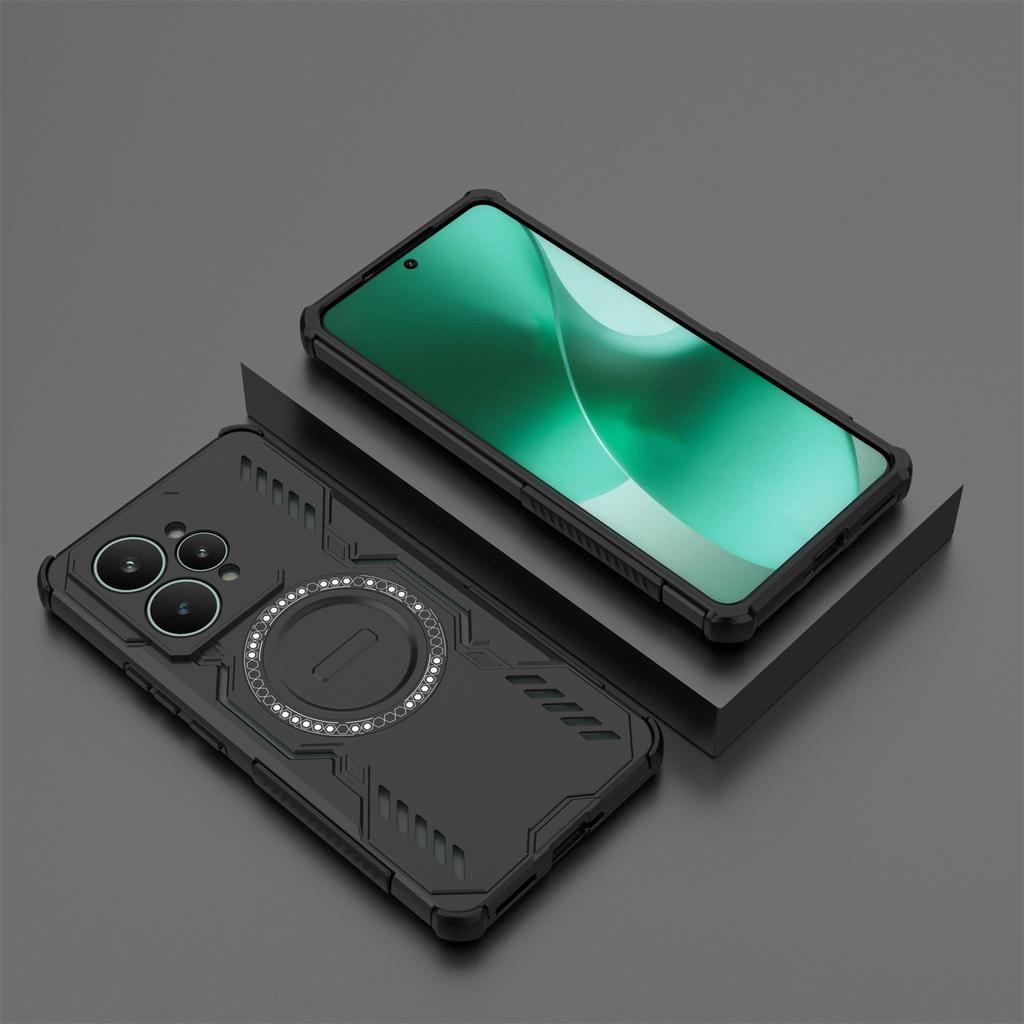 For Realme 15 5G Magnetic Case Butterfly Armor Hollow Heat Dissipation PC+TPU Phone Cover