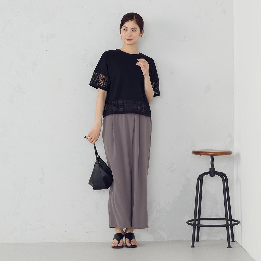 Comme Ca Ism Lace Combination Black L T-Shirt 12-68CK31-205