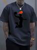 Unisex O Neck Tee Dunk Basketball Player Silhouette Print Cotton Short Sleeve Loose Summer Breathable Daily Casual Basic Wear Top
