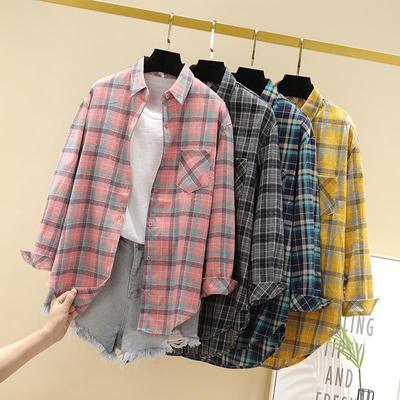 Autumn Loose Women's Plaid Shirts Branded Blouses Tops Fresh Casual Design Women's Long Sleeve Shirts