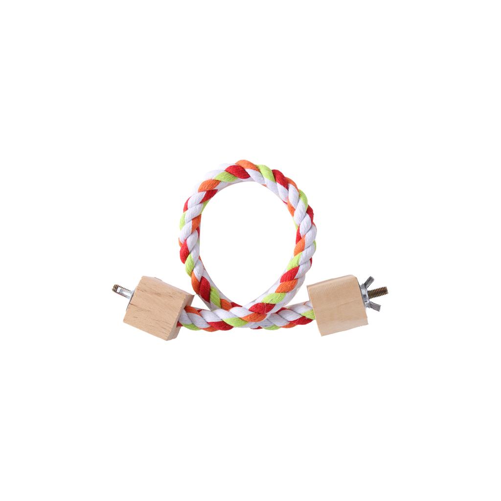 Pet Bird Rope Hanging Parrot Perch Rope Colorful Cotton Rope Toy Elastic Budgie Climbing Chewing Toy Bird Swing Stand Pet Toy