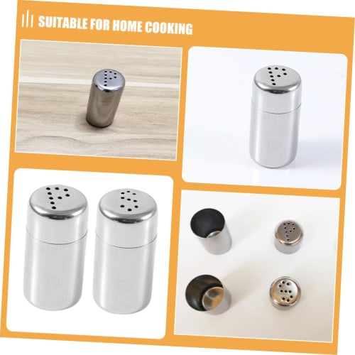 Alipis Stainless Steel Condiment Containers, Compact Salt and Pepper Shakers with Wear-Resistant Airtight Lids for Home and Outdoor Use, Set of 2
