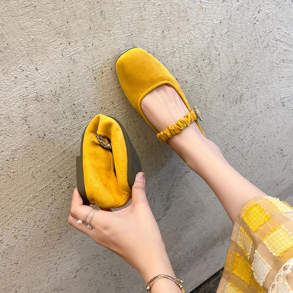 French Suede Square Head Shallow Mouth Single Shoes Women's Autumn 2025 New High-end Soft-soled Flat Mary Jane Single Shoes