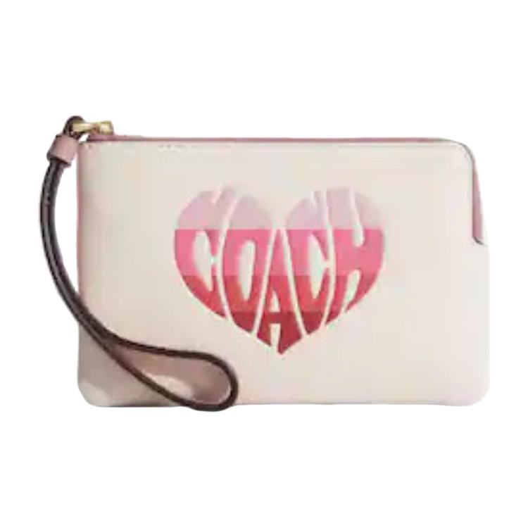New COACH Wristlet Leather Wrist Bag Coin Purse, Clutch Small Women's White CA070-IMCAH