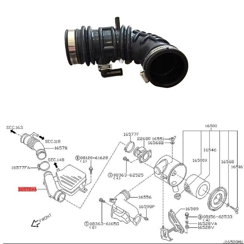 AIR INTAKE Hose For NISSAN Patrol GU Y61 ZD30 16578-VC12A 16578VC12A Pipe To Turbo Hose-AU62