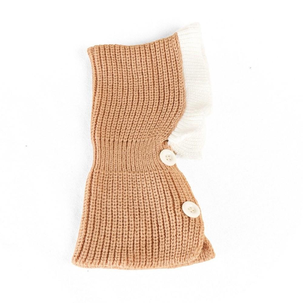 Ruffle Trim Pet Knitted Hat Button Detail Cat Knitted Hat New Pet Pullover Cap for Small Dogs
