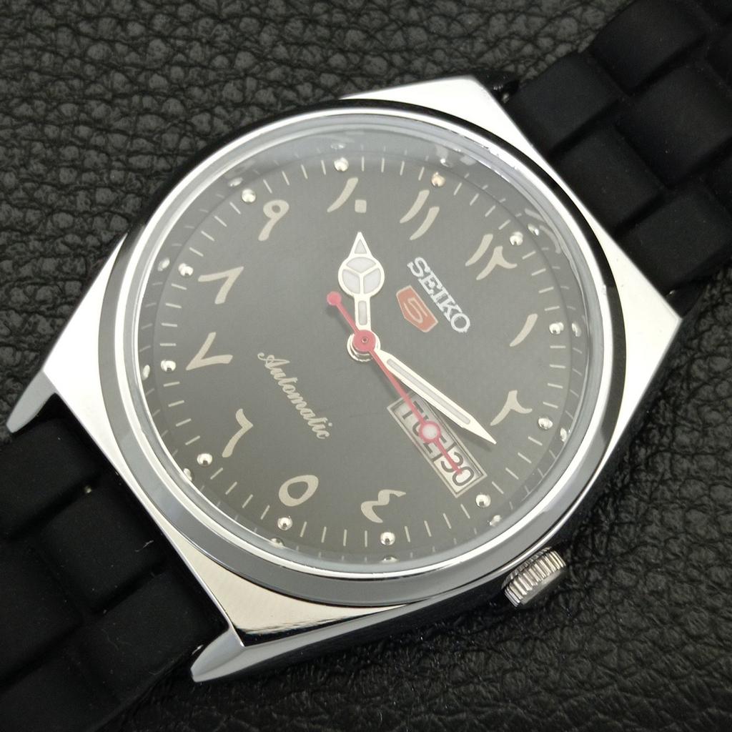 AUTOMATIC VINTAGE REFURBISHED SEIKO 5 6309A JAPAN MENS BLACK WATCH A441306-5 Sk-a441306
