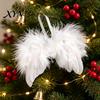 Holiday Party Props 10Pcs White Feather Angel Wings Ornament for Christmas Tree Decoration, Soft Fluffy Baby Photography Accessories Hanging