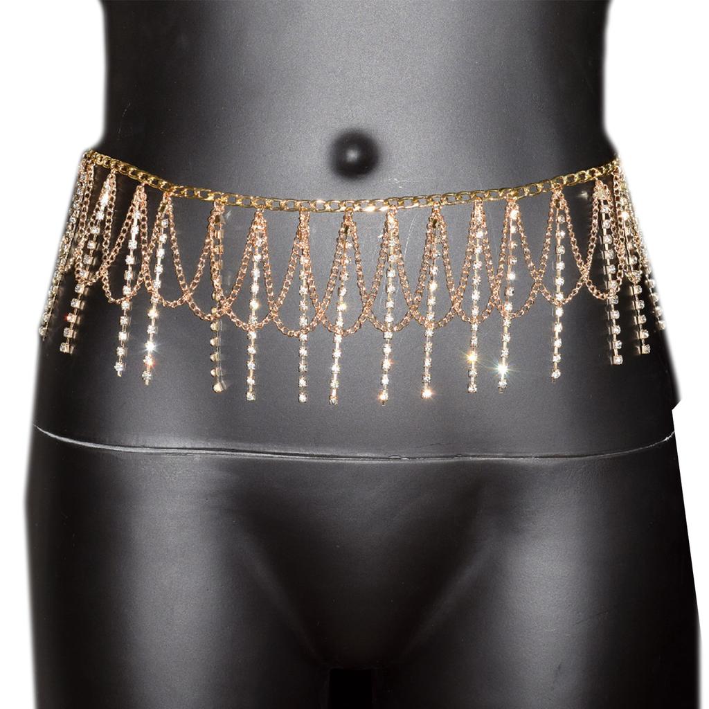 Tassels Waist Chain Elegant Rhinestones Belly Chain Body Jewelry For Stage Performances Prom Night Women Accessories
