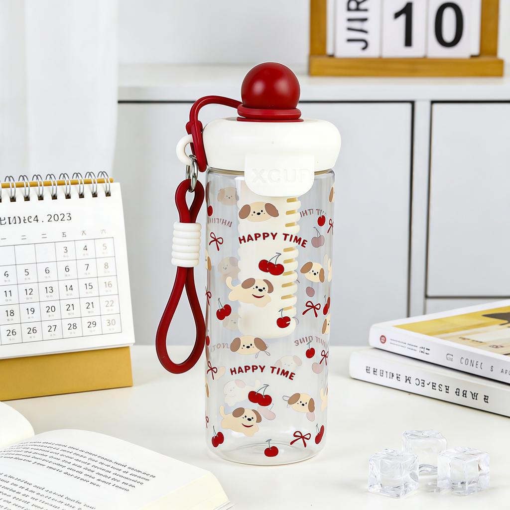 Water bottle high value cartoon float plastic cup summer large capacity girls with tea partition cup portable sports straw water cup