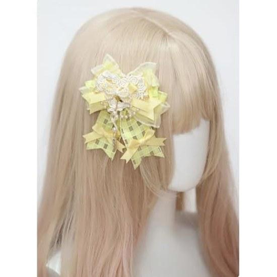 Lolita Style Bow Hairpin Hair Accessory Pearl Lace Ornament Ground Princess Forest Girl Flower Decoration Gothic Moe Fashionable Elegant Gift Date Gal