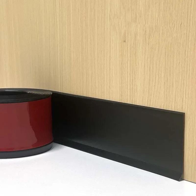 

1PC 39/118.1in Flexible Baseboard Molding Trim, 4 Inch Self-Adhesive Vinyl Wall Base, Peel and Stick Cove Base, Rubber Wall Base 1M чёрный