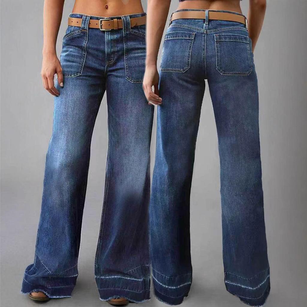 Spring and Autumn New Women's Retro High Waist Straight Loose Slimming Versatile Washed Jeans