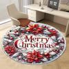 VIKAMA Merry Christmas Round Rug Durable and Stain-Resistant Bathroom Mat Living Room & Office Carpet Home Decor