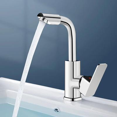 Bathroom Basin Faucet  Silver for Sink Vessel Copper Single Handle and Cold Water Mixer Taps 80cm Pipes