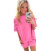 Women's Loose Two Piece Short Set Half Sleeve Pocket Tee Solid Casual Loungewear Matching Outfit