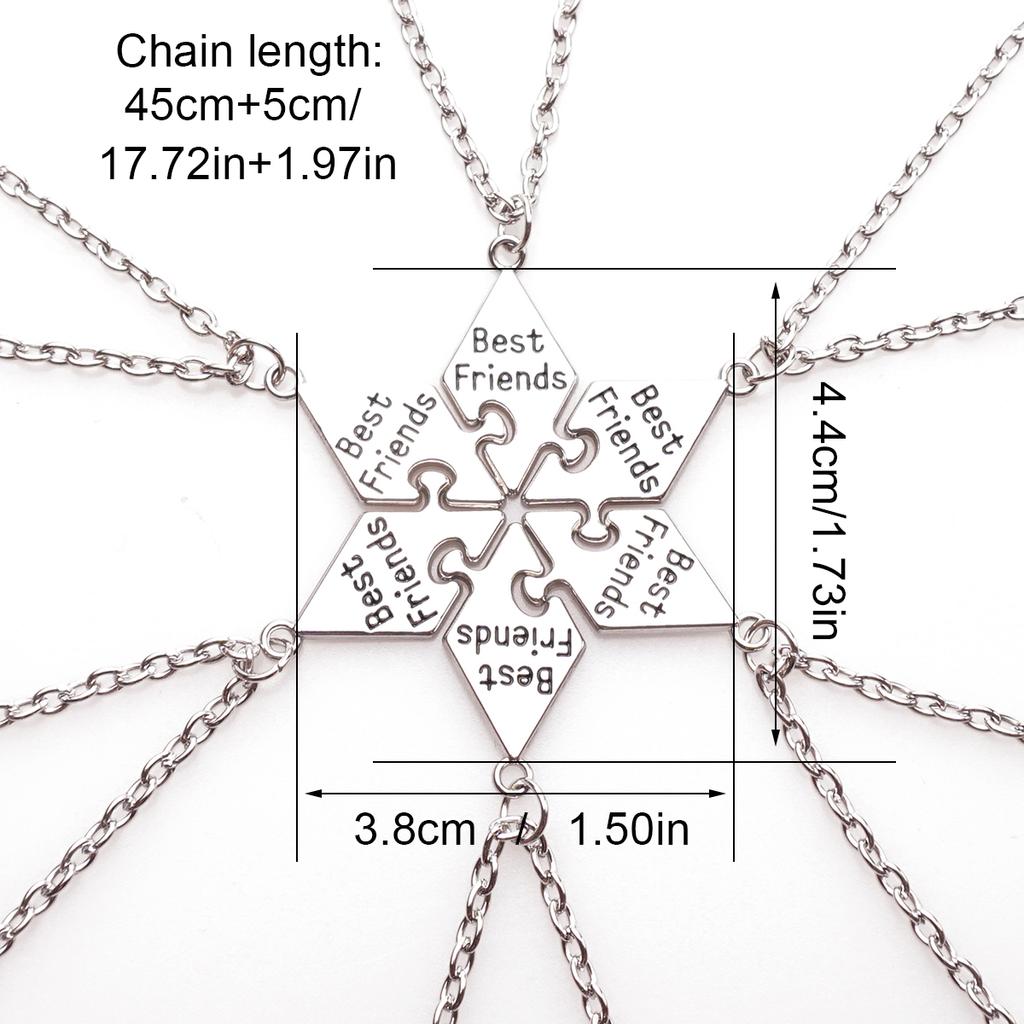 6 Stück/Set Beste Freunde Anhänger Halskette Für Frauen Freundschaft Halskette Legierung Anhänger Bff Freundschaft Schmuck Zubehör Geschenk