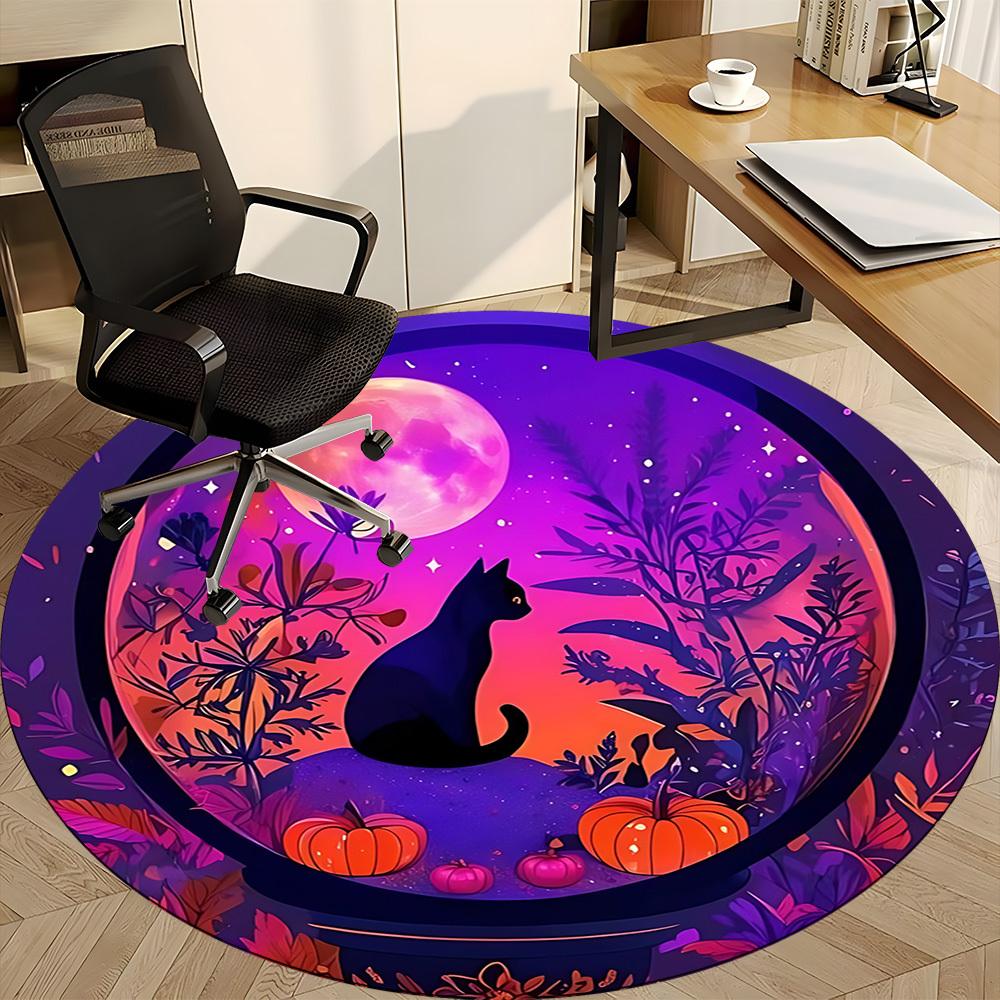 1pc Moonlit Garden Office Round Area Rug, Under Office Chairs Bedroom Living Room Home Decor, Room Deco, Available In Various Sizes