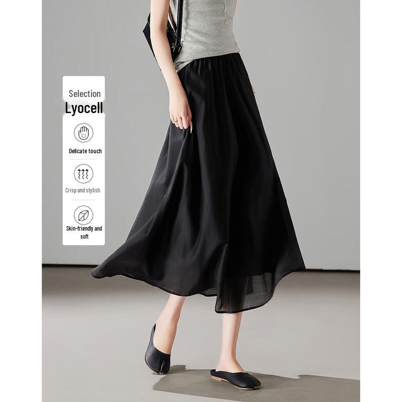 Demana Lyocell High-Waist A-Line Midi Skirt M