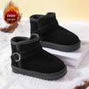 Children's Leather Winter Boots 2025 Style - Boys' Large Warm, Non-Slip Snow Boots with Thick Cotton and Velvet Lining