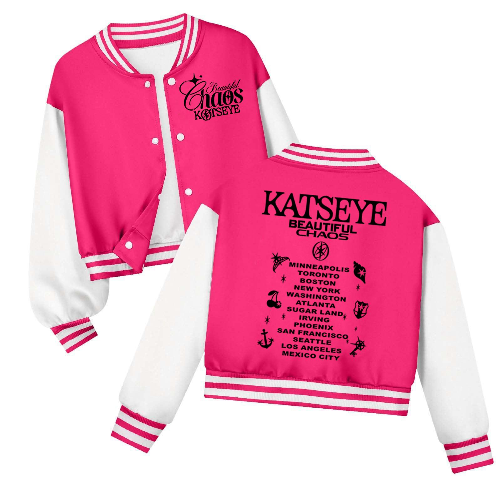 

Boys And Girls Printed Contrast-Color Patchwork Baseball Jacket With Long Sleeves And Round Neck 140