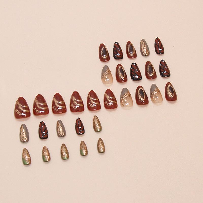 Fake Nail Wearing Nail Fake Nail Butterfly Irregular Detachable Nail Patch Simple Nail Patch 30 Pieces