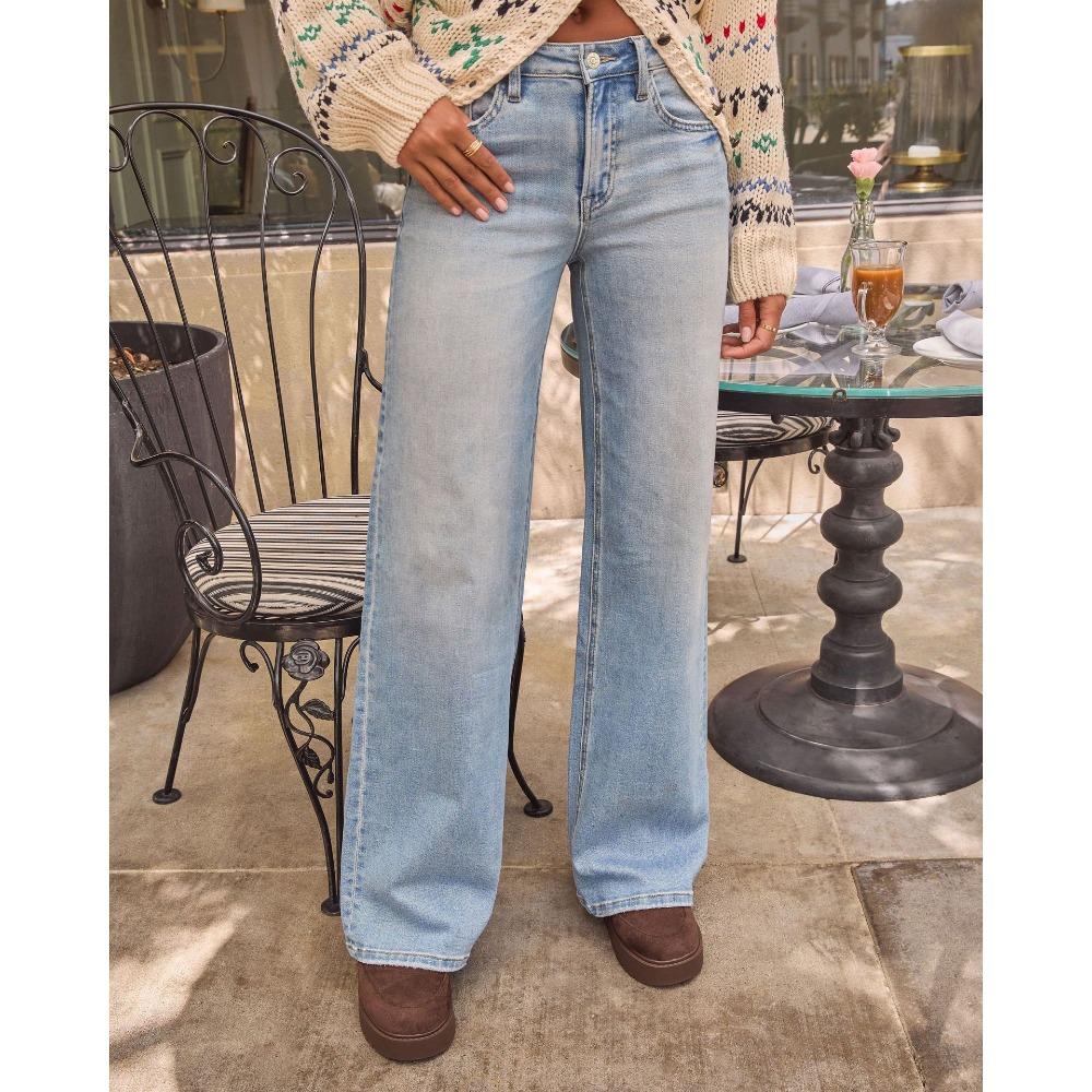 

Autumn New High-waisted Retro Loose Wide-leg Jeans and Loose Casual Denim Trousers for Women XXL светло-синий