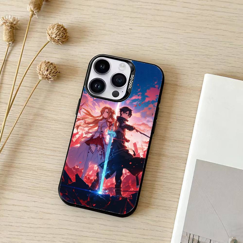 A-Asuna Anime K-Kirito Phone Case For iPhone 17,16,15,14,13,12,11,Pro Max,Plus Candy Silver Cover