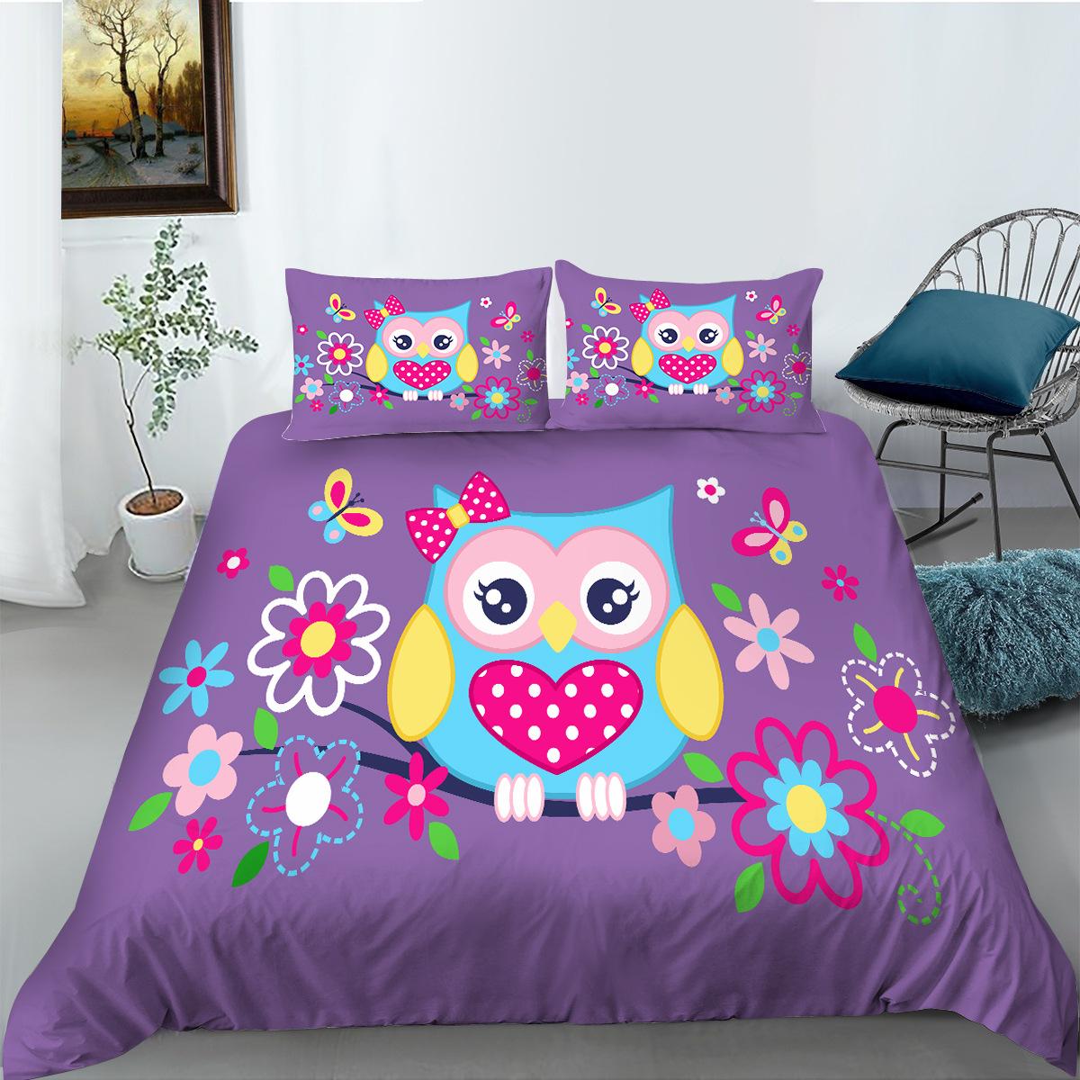 

Серия мультяшной живописи Пододеяльник Наволочка Набор из двух или трех предметов Полиэстер 3D цифровая печать EU single 135*200