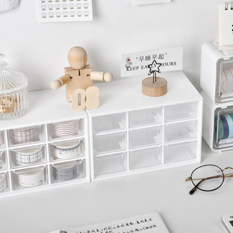 Transparent Desktop Storage Box Drawer Shelf Storage Box Container Rack Holder Organizer Cosmetic School Stationery Accessories