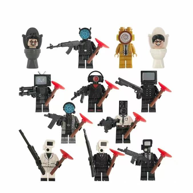 Skibidi Toilette TV-Mann Lautsprechermann Kamera-Mann Bauklötze Set, Actionfigur Modell, Kreative Bausteine, Geschenk für Jungen Kinder