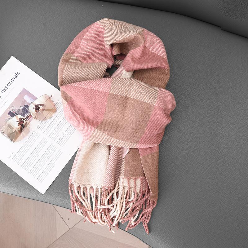 Ladies Plaid Scarf Female Student Versatile Shawl Double Sided Cute Girl Warm Scarf Tide