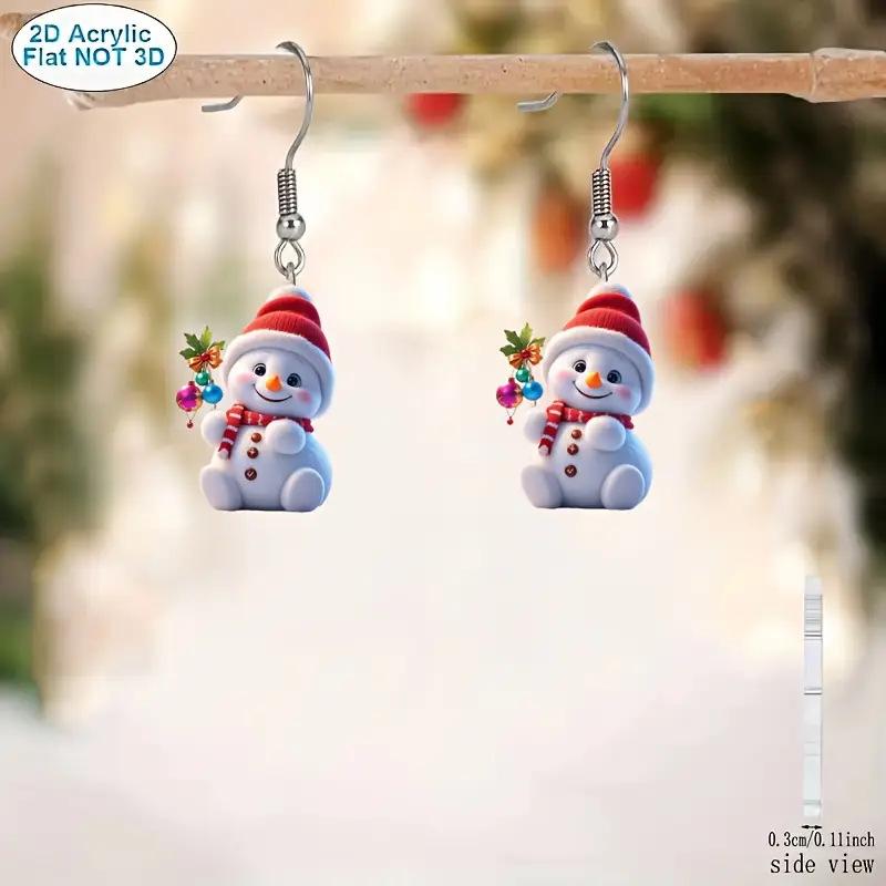 Amazon Cross-border New Christmas Snowman Earrings Flat Acrylic Atmosphere Cute Snowman Earrings Jewelry