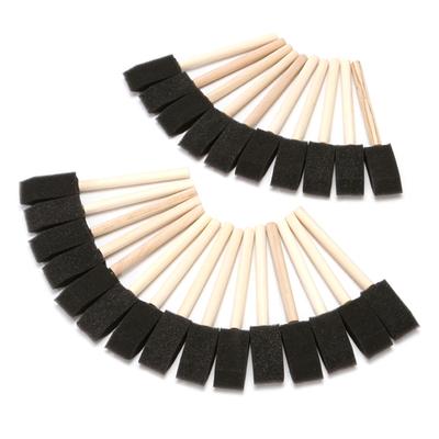 Juego de 25 pinceles de espuma de 1 pulgada, pinceles de esponja para pintar, mango de madera, ligero para estudiantes y familia