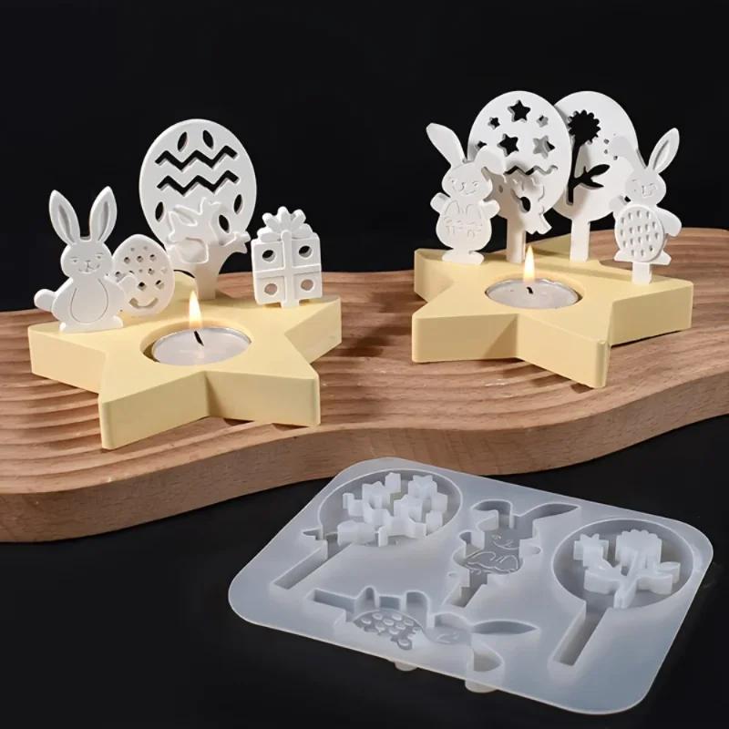 Top Quality Easter Bunny Egg Silicone Mold | Resin Gypsum Candle Handicraft Gift for Festival Decoration Home Desktop Atmosphere