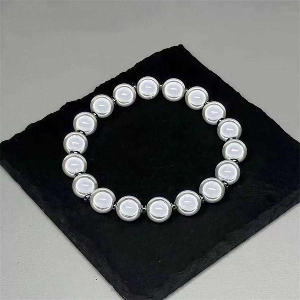 

Vintage Pearl Bracelet Women Ornaments Beaded Bangles Lustrous Reflective Beads Bracelet Gift 8mm 18Pcs